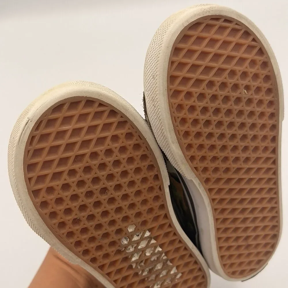 Vans Old Skool V Toddler 9 Painted Camo Brown Suede Hook & Loop Sneakers Shoes
